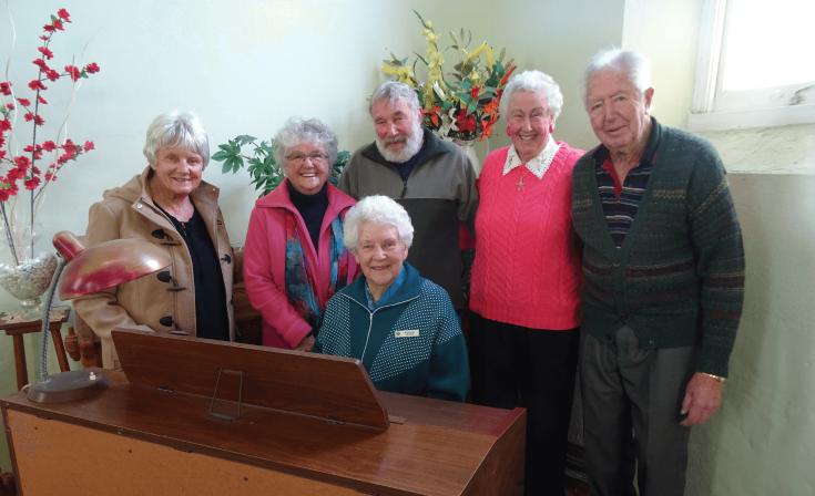 Nola Bowman, Gaye Austin, John Austin, Shirley Arney, Brian Goldsworthy and long-term organist Margaret Wearne are the stalwarts of Cross Roads Uniting Church.